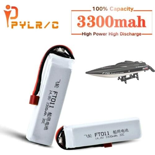 Upgrade Battery For Feilun FT010 FT011 RC high speed Boats toy Accessories 4S 14.8V 3300mAh lipo Battery T plug for FT011 2PCS