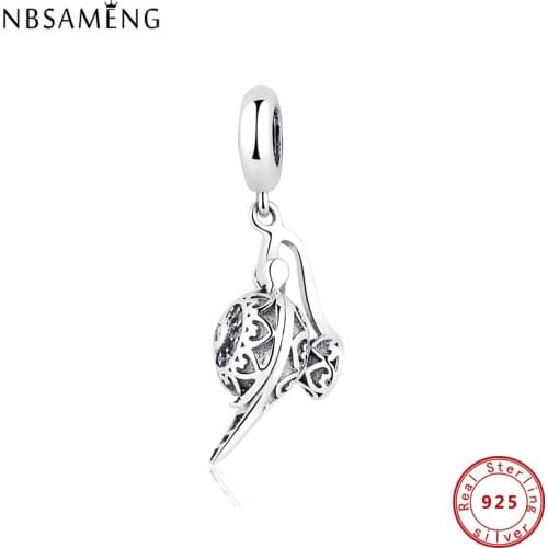 Original 100% 925 Sterling Silver Beads Lamp Pendant Pave CZ Bead Charms Fit Pandora Bracelets Fashion Women Jewelry Gifts