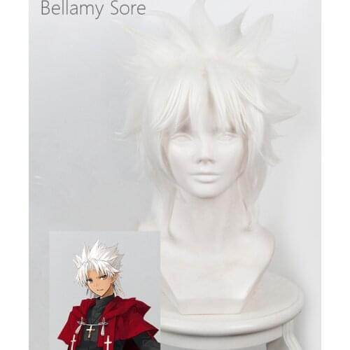 Fate Apocrypha Amakusa Shirou Tokisada Cosplay Wigs White Skyrocketing Middle score Hair+Wig cap