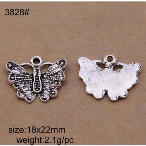 25pcs/lot 18x22mm Antique Silver Plated Alloy Butterfly Charms Pendant Fit For Jewelry Findings