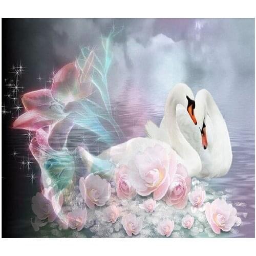 Swan full square diamond painting,mosaic diamond,swan,diamond painting