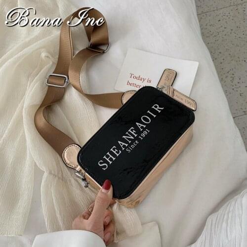 Crossbody Bag Mirror Leather Casual Square Messenger Bag For Women Wide Strap Crossbody Shoulder Bags Young Girl Shoulder Purse