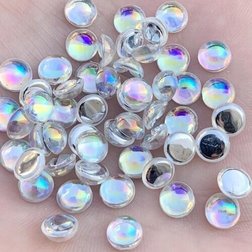 Wholesale 750pcs 6mm Flatback AB Clear White Beads Acrylic Semicircle Rhinestone trim DIY Wedding Dress -S683*5