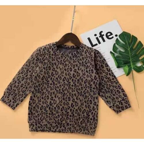 1-6Yrs Leopard Sweatshirts Tops For Girls Soft Long Sleeve T-Shirts Spring Autumn Kids Girls Clothing Outfits