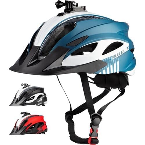 58-62cm Bicycle Helmet With Light Camera Mountable Cycling Supplies 5 Flashing Modes Safer For Night Riding