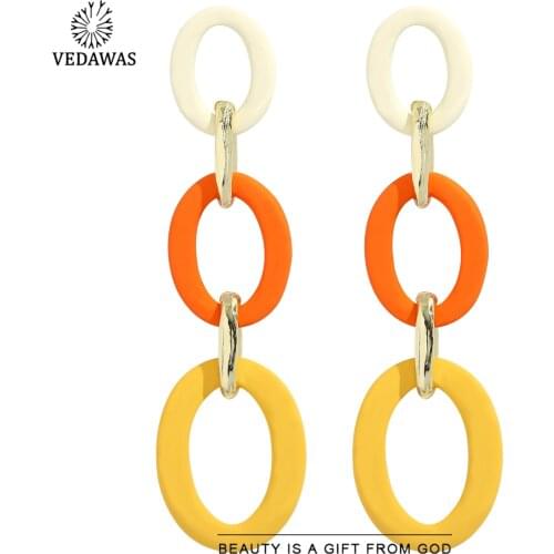 Vedawas Summer Fashion Colorful Long Hanging Drop Earrings for Women Trendy Acrylic Cute Drop Earring Dress Accessories Bijoux