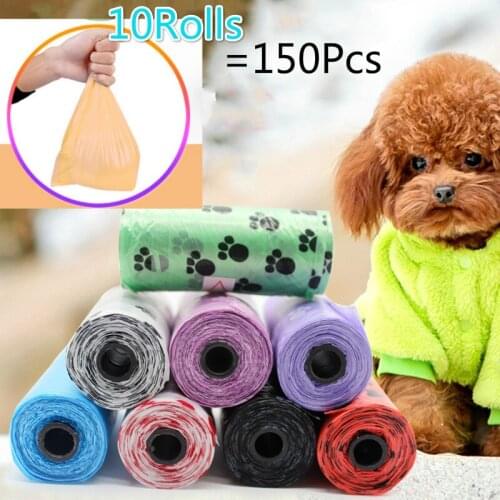 10Rolls=150Pcs Degradable Pet Dog Waste Up Dog Poop Disposable Pet Outdoor Paw Pick With Poop Product Printing Bag Cleaning Bag