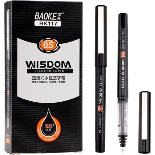12 Baoke BK117 Straight Liquid Roller Pen 0.5mm Neutral Water Pen Quick-drying Straight Liquid Pen Water-based Carbon Pen
