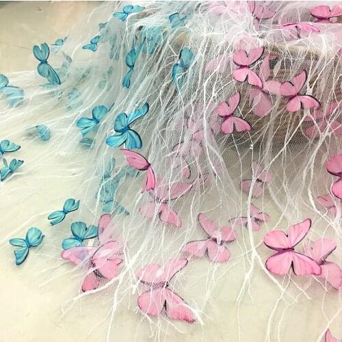 170*100cm butterfly 3D Wedding bridal children Dress Applique DIY Headdress veil Embroidered Lace Fabric Patch curtain free ship