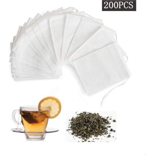 200 Pieces Tea Filter Bags Portable Household Non-woven Disposable Tea Bag for Tea Chinese Herb Medicine Spices Soup Bases