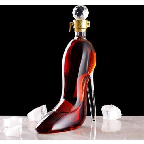 350ML High Heels Shape Decanter Luxurious Crystal Red Wine Brandy Champagne Glasses Decanter Bottle Bar Nightclub Drinking