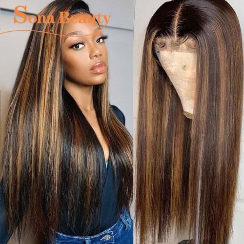#4/30 Highlight Wig Colored Lace Front Human Hair Wigs Pre Plucked Ombre Lace Frontal Wig For Women