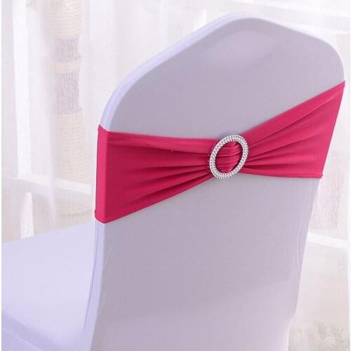 50pcs Stretch Chair Sashes Spandex Wedding Chair Decoration Sash with Ring Banquet Party Decor noeud de chaise mariage