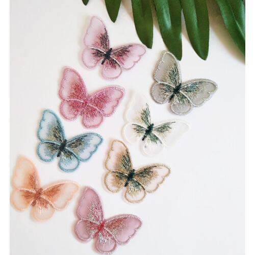 6pcs Fashion Butterfly Applique Embroidered Sew on Patches For Clothes Bag Headwear Sticker Diy Craft Decoration Repair Ornament