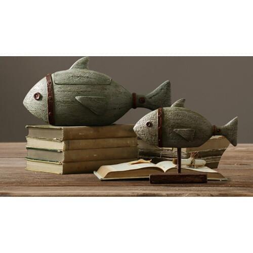 American village home furnishing decoration resin craft retro fish model creative hand made art fish ornament Nordic home deco