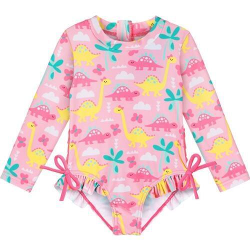 BAOHULU Cute Cartoon Dinosaur Baby Swimsuit Long Sleeve UPF50+ Children Girls Swimwear 2020 Summer Toddler Girl Bathing Suit