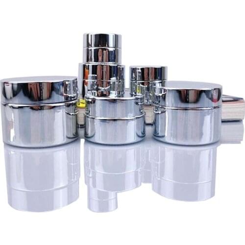 5g 10g 15g 20g 30g 50g Glass Cream Jar Electroplate Silver Cream Container Makeup Custom Label Face Cream Lotion Bottles 15pcs