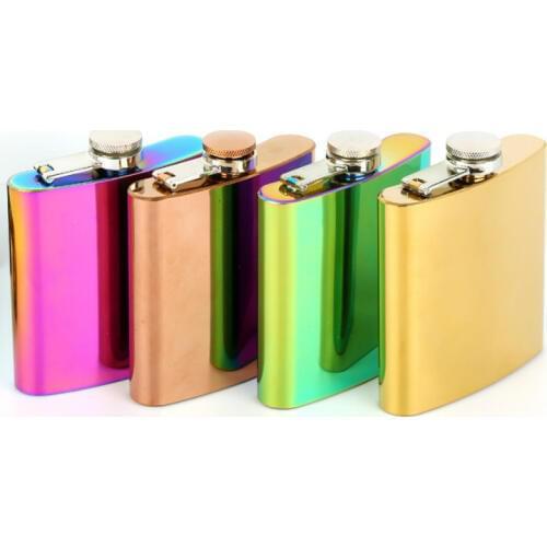 Stainless Steel Hip Flask Gold-plated Gradient Wine Pot 6OZ Portable Portable Hip Flask Whiskey Bottles