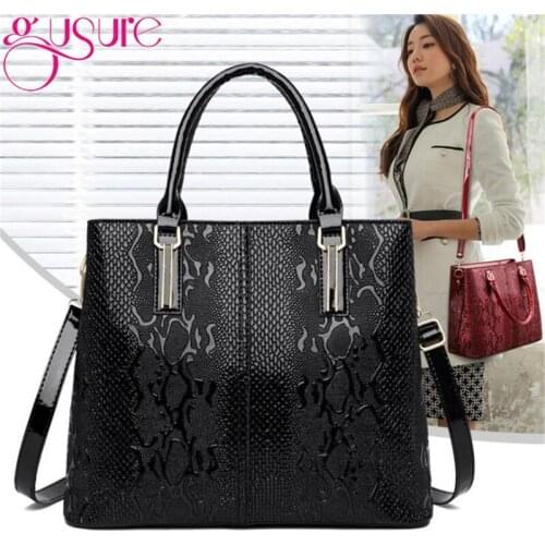 Gusure Fashion Luxury Leather Women Handbag PU Snake Pattern Shoulder Crossbody Bags Totes Handbags for Lady Drop Shipping