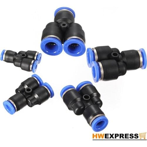 HWEPRESS Lowest Price Pneumatic Equal Y Connector Push In Fittings For Air/Water Hose & Tube 4-12mm Hot Sale