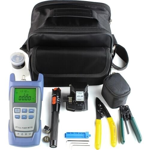 Fiber Optic Tool Kit with Fiber Cleaver -70~+10dBm Optical Power Meter Visual Fault Lcator 10mw FTTH Fiber Cleaver