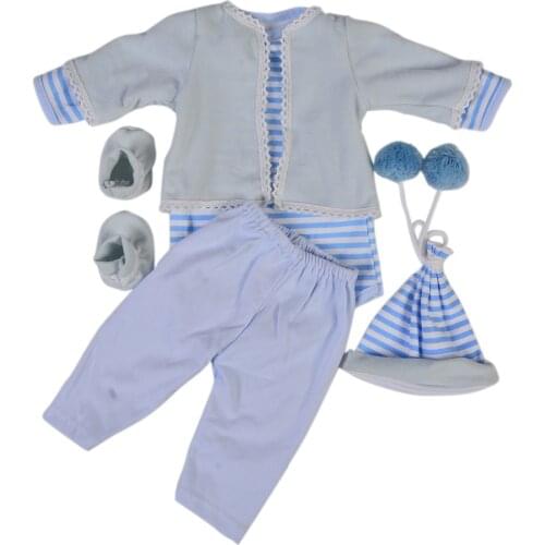 KEIUMI 22-23 Inch Reborn Baby Doll Clothes For boy Wholesale Blue Baby Clothes bebe Hat Socks Pants shirt Coat Doll Accessories