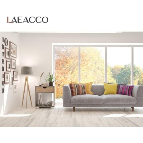 Laeacco Living Room Interior Background For Photography Sofa Table French Windows Photozone Photographic Backdrop Photo Studio