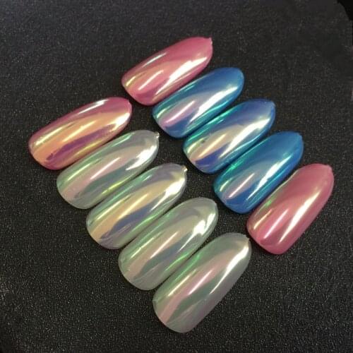 HOT COMBO! 2 Jars 0.2g Aurora Neon Pigment Mermaid Powder Chameleon Powder Chrome Rainbow Dust Nail Art Manicure Super Shiny