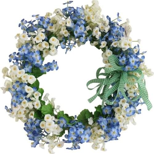 LUDA Artificial Door Wreath, Artificial Flower Blue & White Handmade Wreath, for Front Door Wall Window Wedding Party Decor