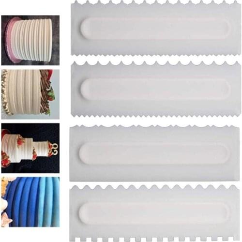 4Pcs/Set DIY Cake Decorating Comb Cake Scraper Smoother Cream Decorating Pastry Icing Comb Fondant Spatulas Baking Pastry Tools