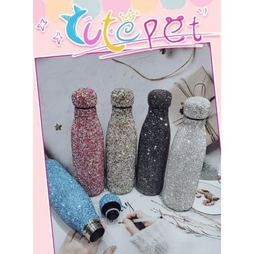 New diamond-studded vacuum flask bottle sports bottle gift custom 304 stainless steel cola bottle coffee cup