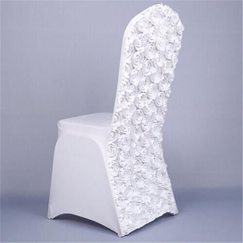 New Stretch Wedding Chair Covers with Rose Flower Solid White Red Spandex Chair Cover for Hotel Banquet Party Home Textile