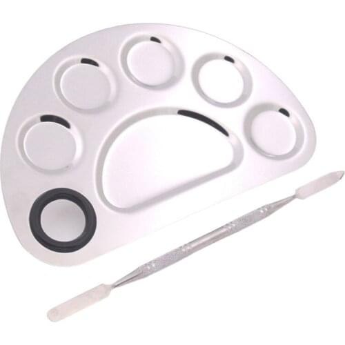 Stainless Steel 6 Holes Makeup Palette Nail Art Polish Mixing Plate Cosmetic Art