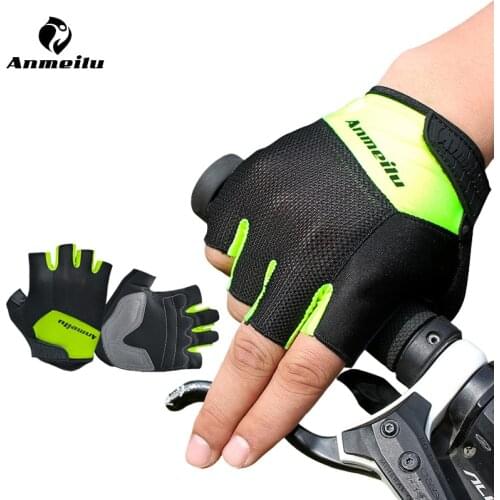 Anmeilu Men Women Pro Cycling Gloves Summer Half Finger Sport Gloves Shockproof Breathable Bicycle Bike Gloves Guantes Ciclismo