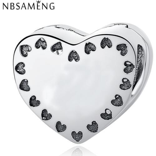 Authentic 925 Sterling Silver thread Bead Charm Heart Music Box With Crystal Beads Fit Bracelet & Bangle DIY Jewelry