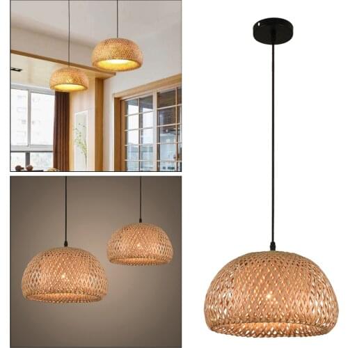 Retro Bamboo Chandelier Lamp Ceiling Light Wicker Fixtures for Restaurant