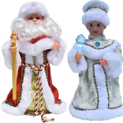 Christmas Santa Claus Boy Girl Russian Electric Music Doll Ornaments Xmas Decor