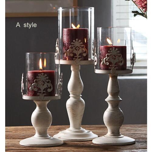 Modern style Iron Metal Glass Block Candle Holders Tabletop Aritist MetalCraft White Metal Candlestick Home Christmas Decor gift