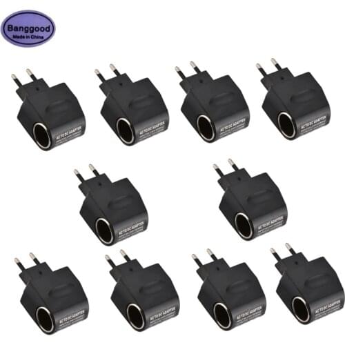 Lot 10PCS Universal AC 220V To DC 12V Car Cigarette Lighter Wall Power Adapter Socket Converter 220V To 12V Household US/EU Plug