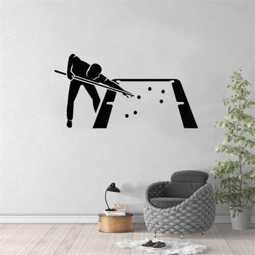 Billiard Interior Decor For Play Room Poolroom Room Billiard Club Art Stickers Mural Vinyl Wall Decal ph564