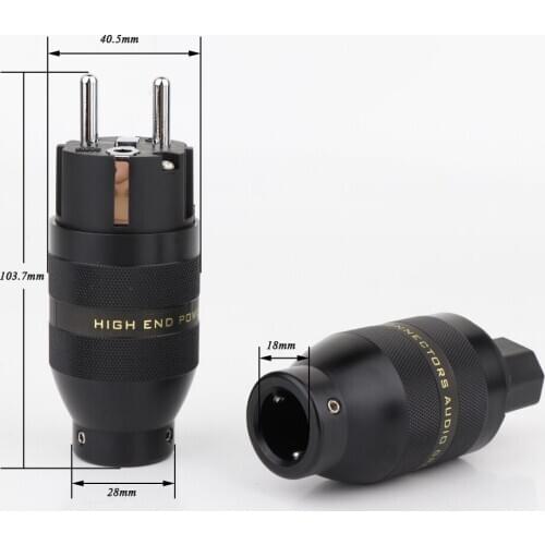 High Quality Rhodium Plated Brass EU Version AC Mains Power Cable Connector Hi-end Schuko Power Plug Adapter
