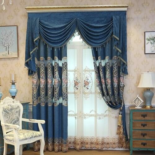 High-end Water-soluble Embroidery Curtains for Living Room Bedroom European Hollow Embroidery Curtain Valance tulle Custom