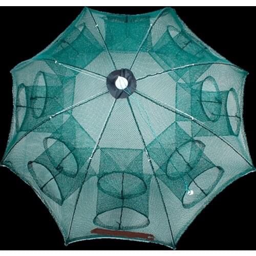 WALK FISH Folded Portable Hexagon 8 Hole Automatic Fishing Shrimp Trap Fishing Net Fish Shrimp Minnow Crab Baits Cast Mesh Trap