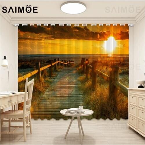 Sunset Shower Curtain Red Sky Natural Scenery Bathroom Curtains Waterproof Fabric Plant Tree Curtain For Bath Decor With Hooks