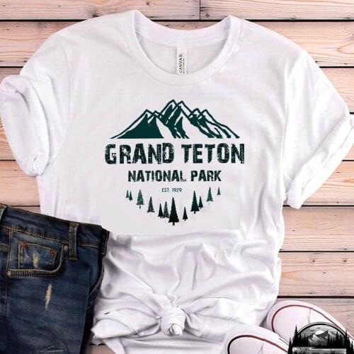 Yellowstone National Park Print Harajuku Top Casual Ladies Basic O-collar Short Sleeved Women T-shirt Girl,Drop Ship