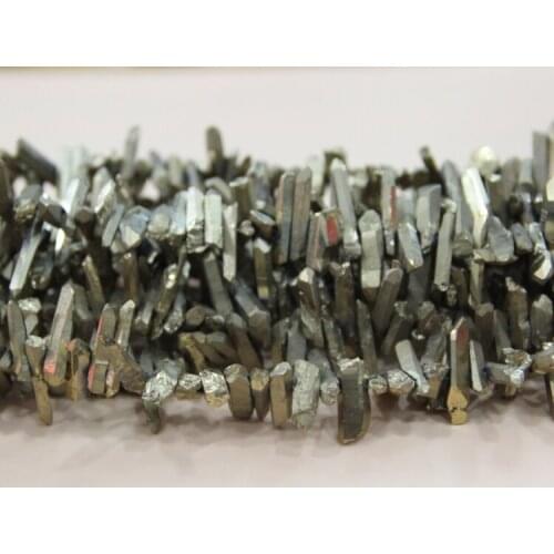 Gold Mystic Titanium Crystal Point Pendants Finished Crystal Pillar Tusk Shape Rock Crystal Pendant Beads