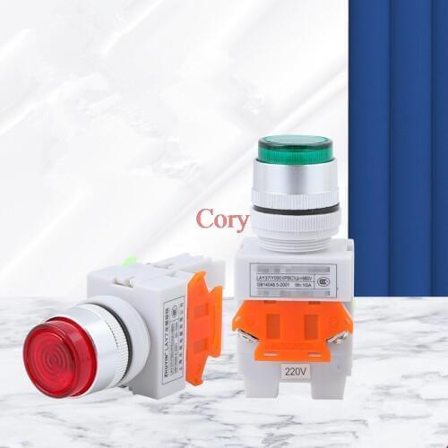 1PC 600V 10A Unlatching/Latching Red LED Light Lamp 12V/24V/220V/380V DPST Push Red/Yellow/Blue/Green Button Switch