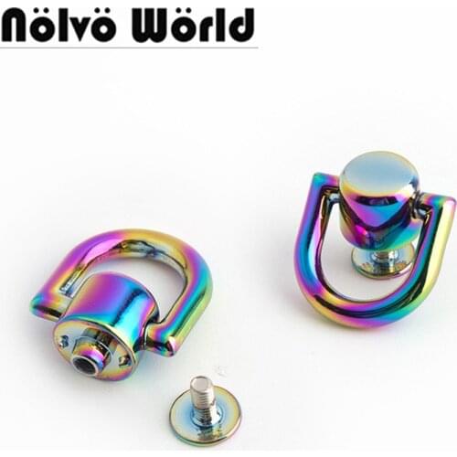 10-50 pieces rainbow finish 11mm lacquer bag handbag gusset 2 sides chain metal holder screws hanger connector