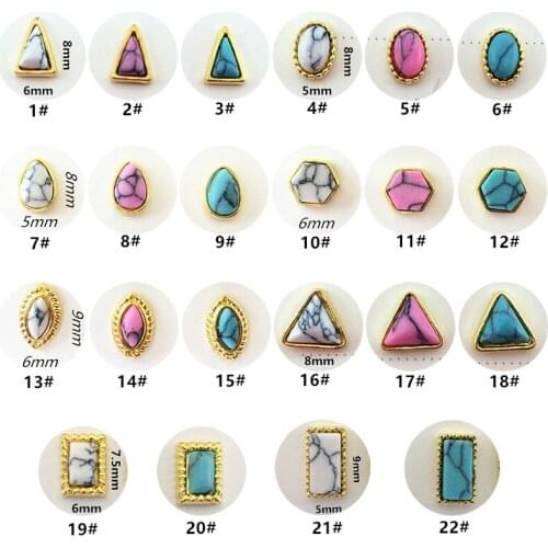 10pcs/lot Japan Korea 3D Alloy Nail Art Decorations Metal Oval Triangle Stone Nail Accessories DIY Charm Styling Nail Parts