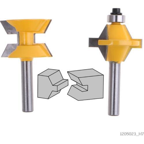 2Pcs 8mm Shank Router Bit Set 120 Degrees Groove Chisel Woodworking Cutting Tool